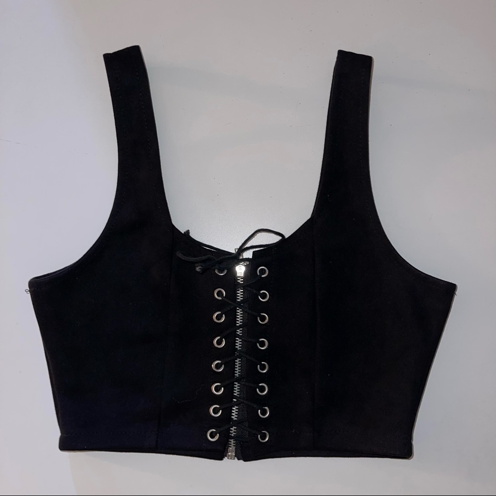 Black Laced Crop Top
